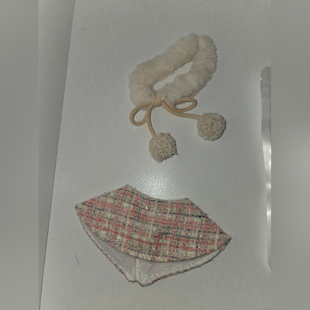 Plaid Skirt and Fuzzy Headband Set